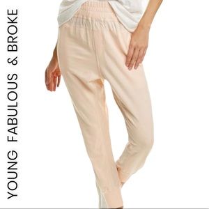 YOUNG FABULOUS & BROKE ODIN KNIT LOUNGE JOGGER PANTS PEACH - GUAVA SIZE MEDIUM